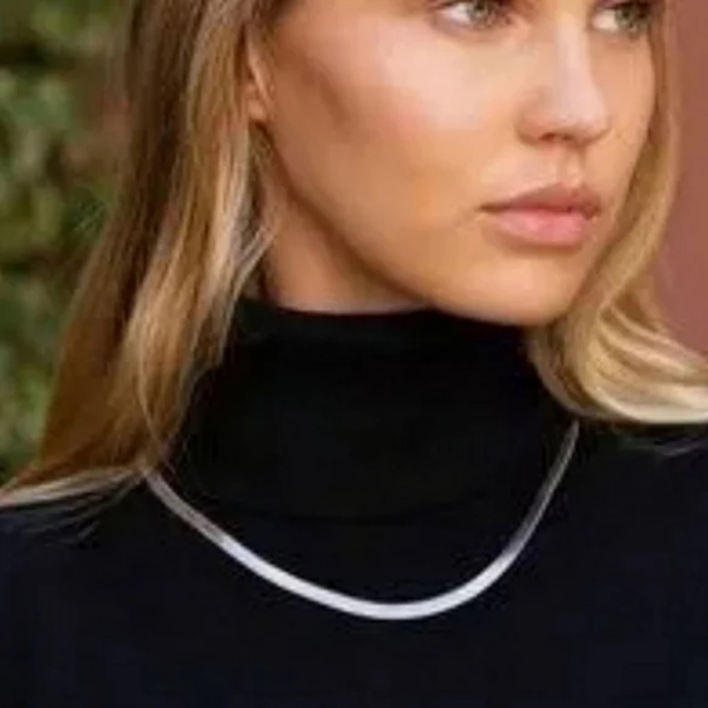 Jennifer Zeuner Silver Herringbone Necklace 14"-16"